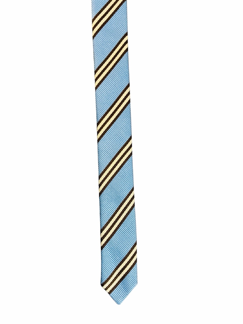 J. Crew Light Blue, Black and White Striped Tie Belt Silver Tone Hardware - Picture 2 of 3